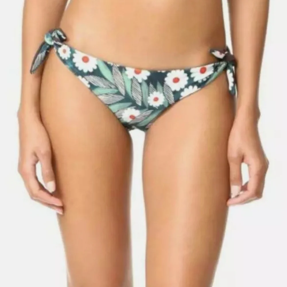 Mara Hoffman Green Daisy Side Tie Bikini Swim Bottom Swimwear size L NEW